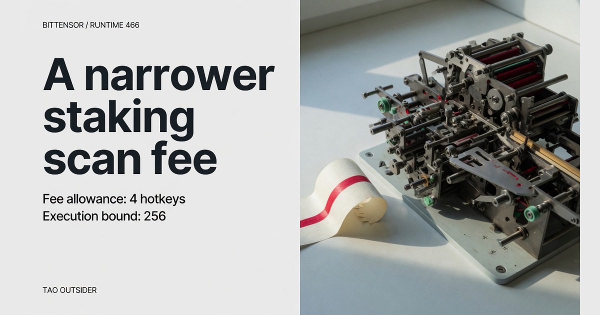 A mechanical calculator and receipt beside labels distinguishing the four-hotkey fee allowance from the 256-key execution bound.