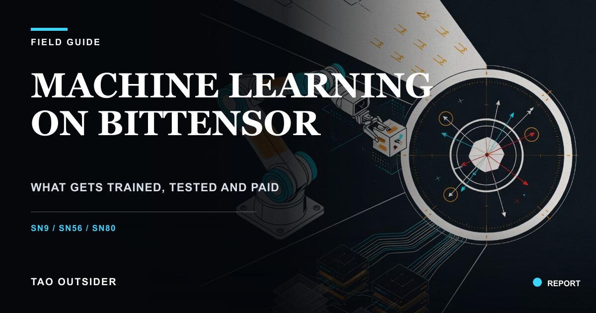 Three machine learning tracks on Bittensor: competitive training, robotics fine tuning and distributed pretraining, connected to an evaluation layer.
