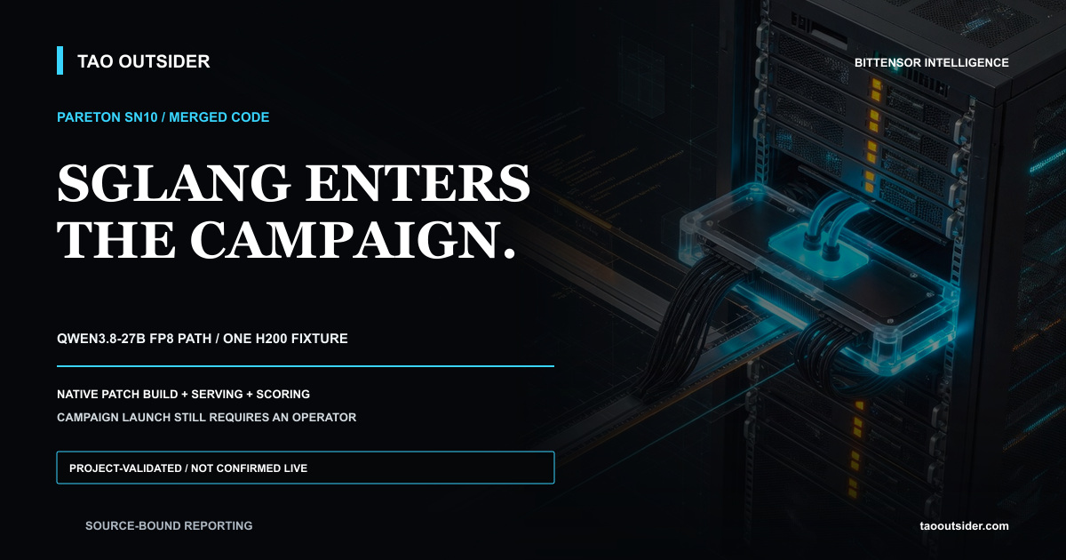 An AI server with two inference software lanes entering one measured campaign pipeline for Pareton SN10.