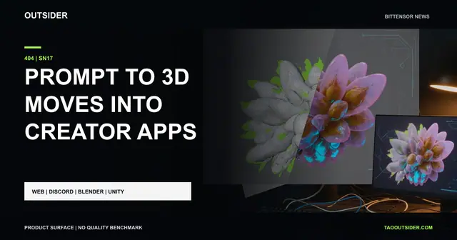 404 SN17 creator workstation showing a wireframe object becoming a finished three dimensional asset.