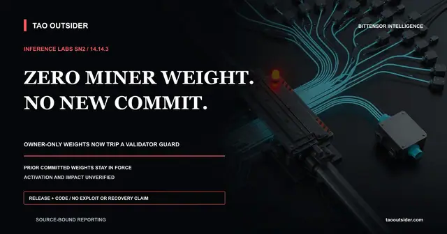 A validator weight pipeline stopping before an owner-only vector can be committed.