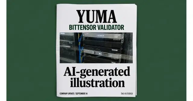 Conceptual Yuma validator cover, visibly labelled AI-generated illustration.